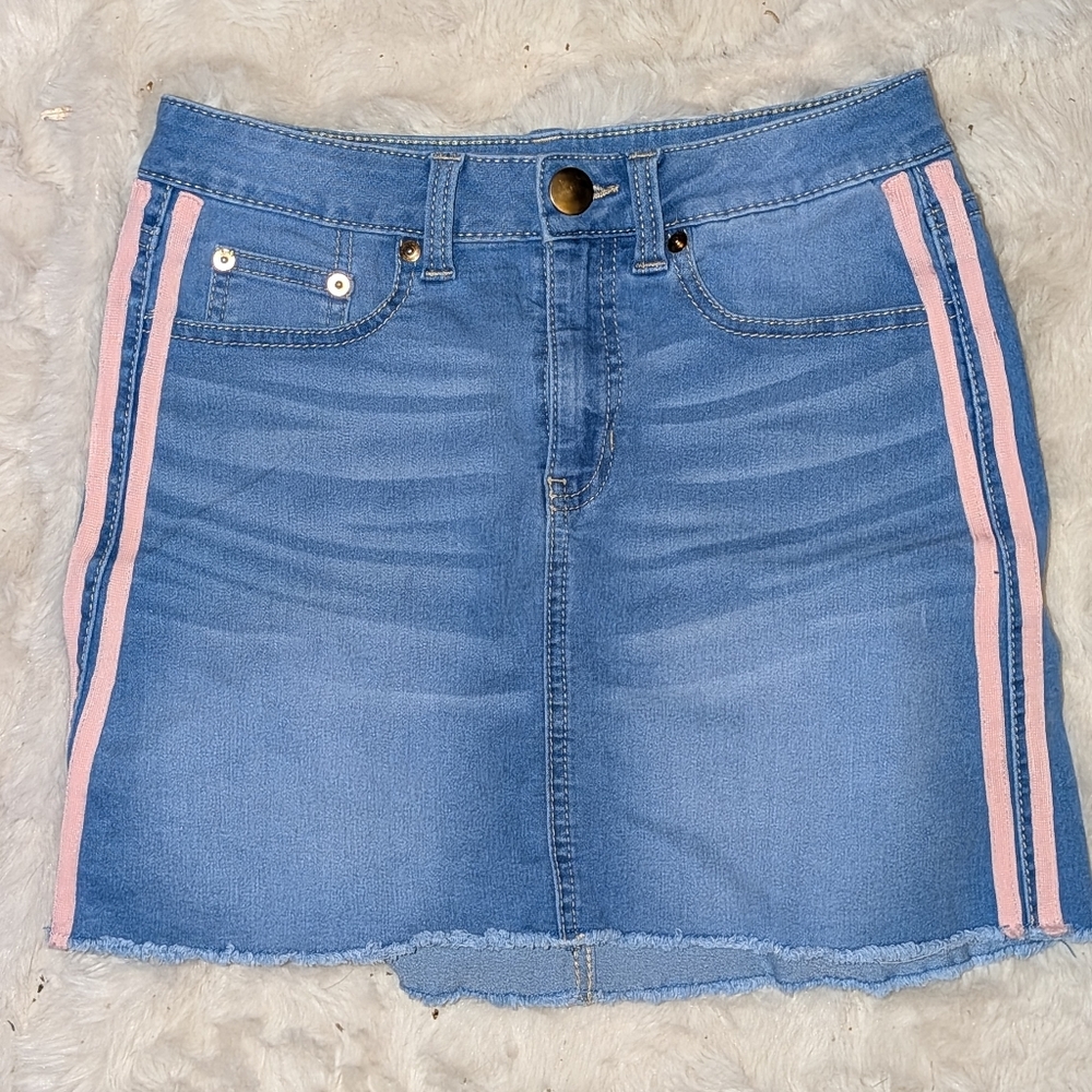 NOBO Blue Denim Skirt with Pink Accents